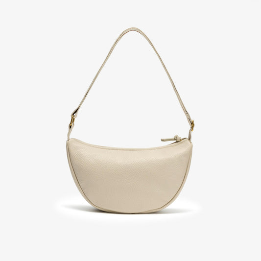 Leather Crescent Crossbody Bag Cream - US 8912