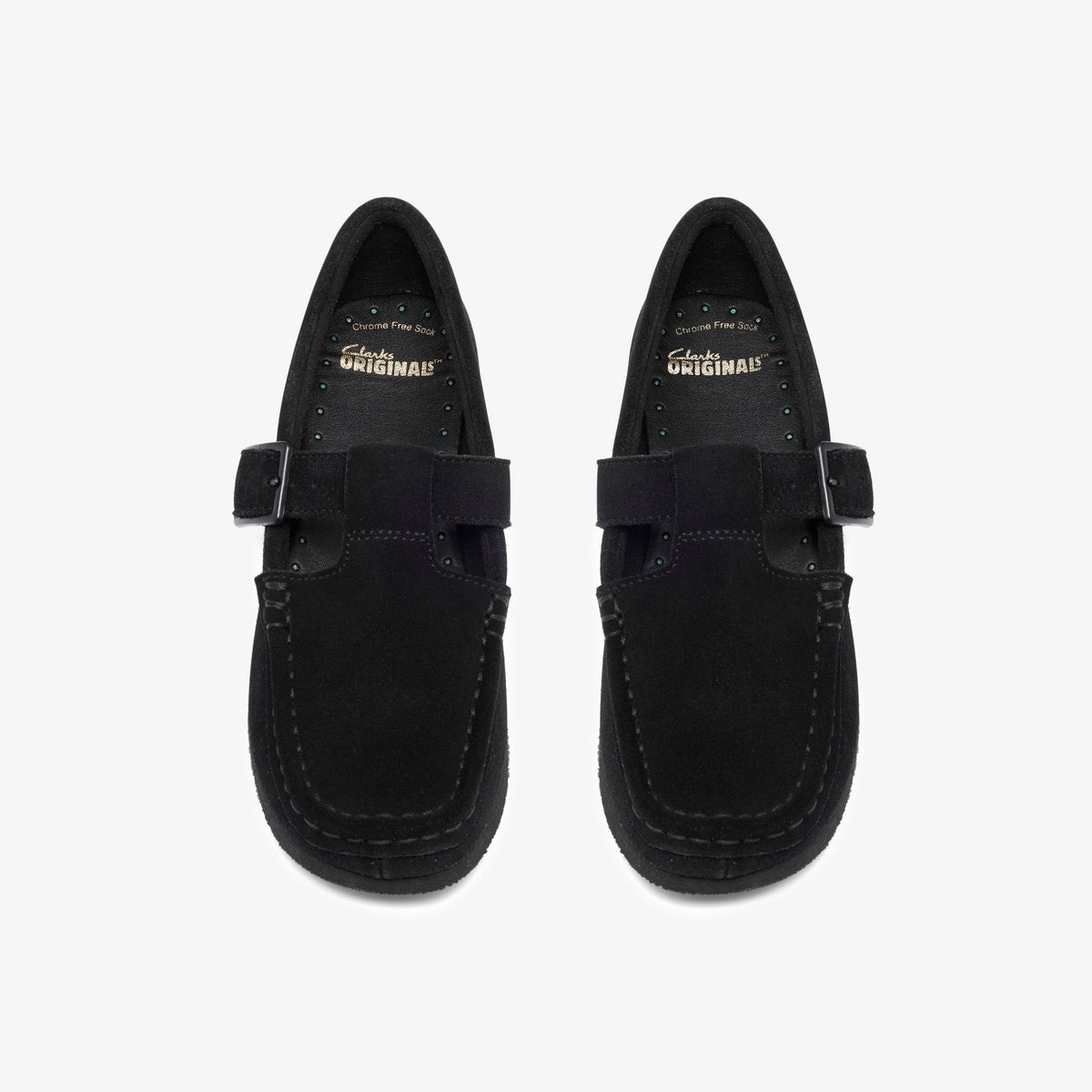 Wallabee T-Bar Kids Black Suede - US 0517