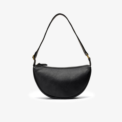 Leather Crescent Crossbody Bag Black - US 1494