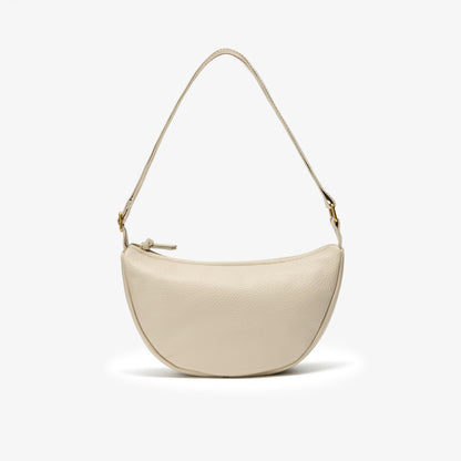 Leather Crescent Crossbody Bag Cream - US 8912