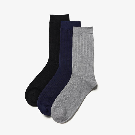 3 Pack Crew Socks Black Multicolour - US 8644
