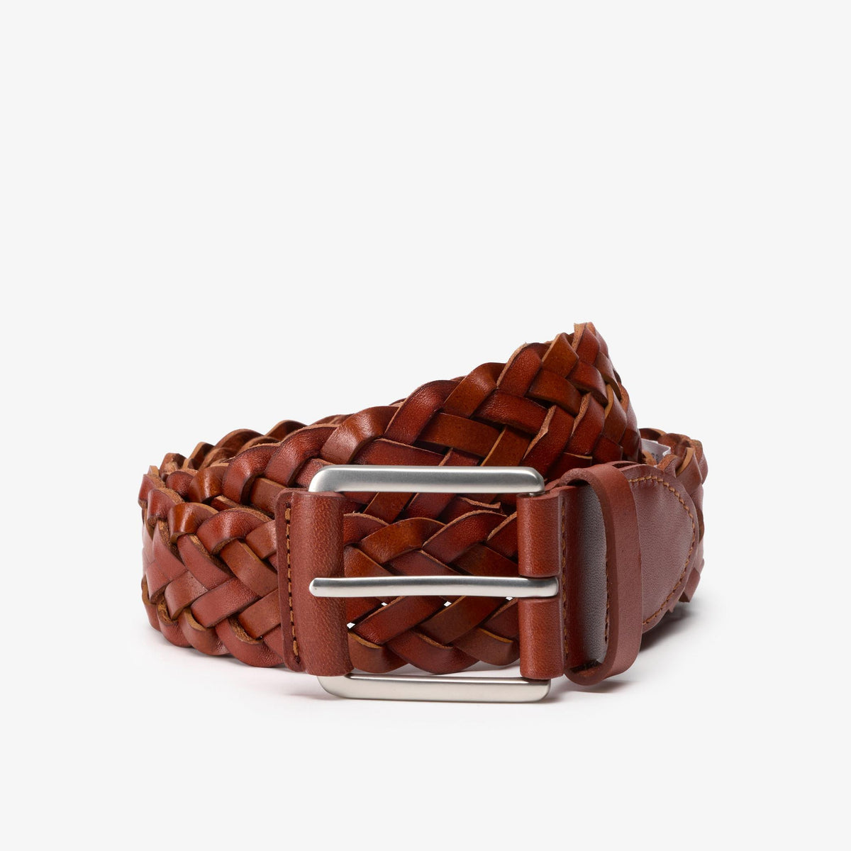 Braided Leather Belt Brown - US 8614